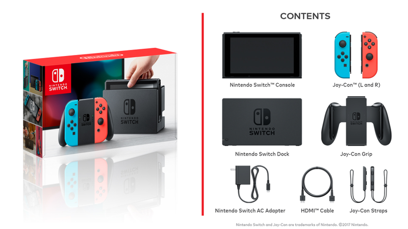 Everything that’s included with a Nintendo Switch. (Illustration: Nintendo)